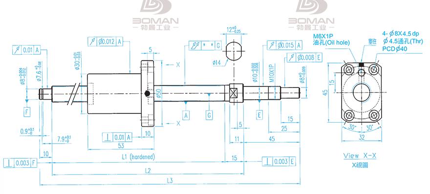 TBI XSVR01210B1DGC5-230-P1 tbi滚珠丝杆的规格表说明